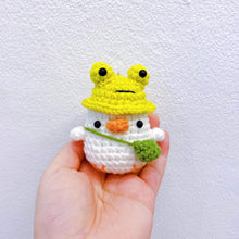 Load image into Gallery viewer, BunnyAndYarn Frog Hat Birb Keychain